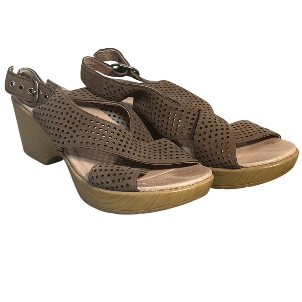Dansko Jacinda Slingback Sandals Women’s Size 37 Taupe Leather Comfort Shoes